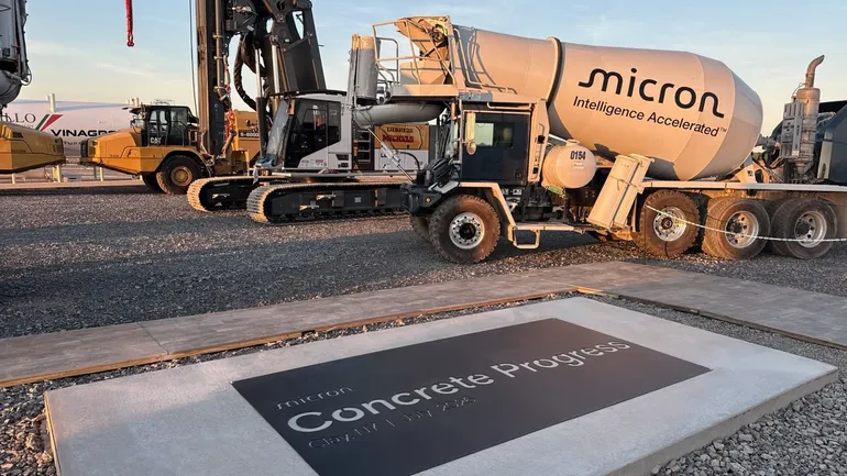 Micron pours first concrete at $10 billion New York chip plant